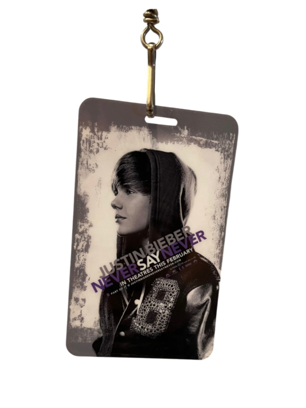 Authentic Justin Bieber Never Say Never Laminate Lanyard + Glow Stick Concert